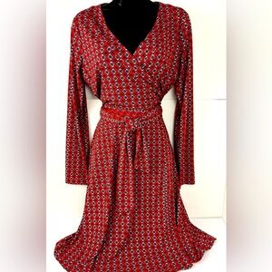 Banana Republic wrap dress in classic navy and red print